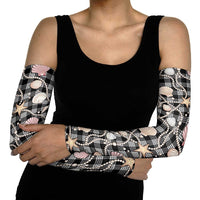 Hawaiian Ocean Seashells Arm Sleeves Black Palaka Pattern LT01 - Polynesian Pride