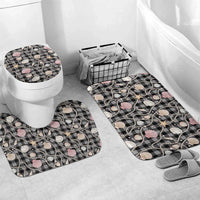 Hawaiian Ocean Seashells Bathroom Set Black Palaka Pattern