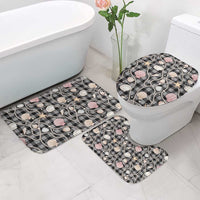 Hawaiian Ocean Seashells Bathroom Set Black Palaka Pattern