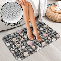 Hawaiian Ocean Seashells Bathroom Set Black Palaka Pattern