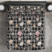 Hawaiian Ocean Seashells Bedding Set Black Palaka Pattern