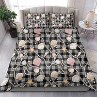 Hawaiian Ocean Seashells Bedding Set Black Palaka Pattern