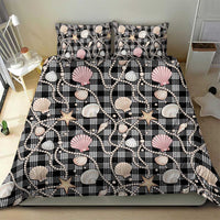 Hawaiian Ocean Seashells Bedding Set Black Palaka Pattern