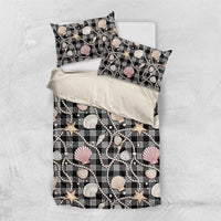 Hawaiian Ocean Seashells Bedding Set Black Palaka Pattern