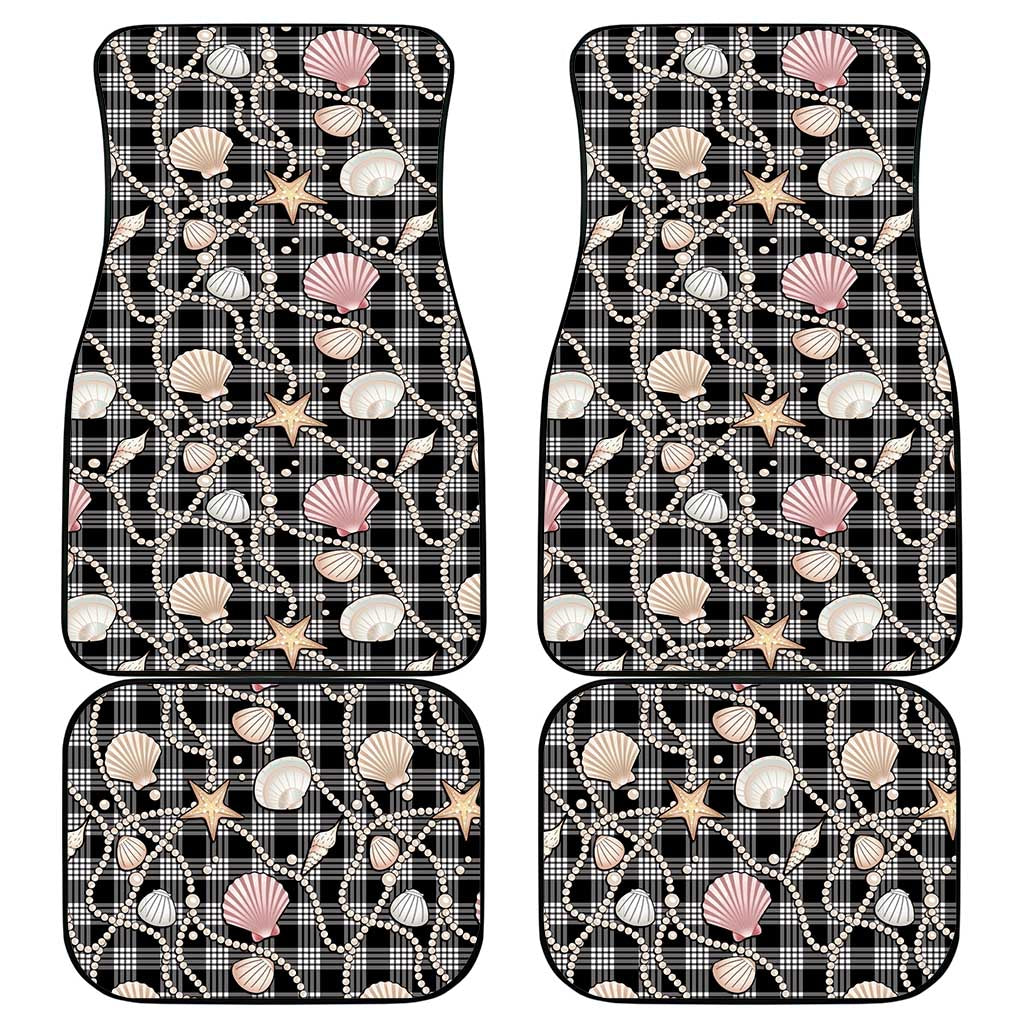 Hawaiian Ocean Seashells Car Mats Black Palaka Pattern