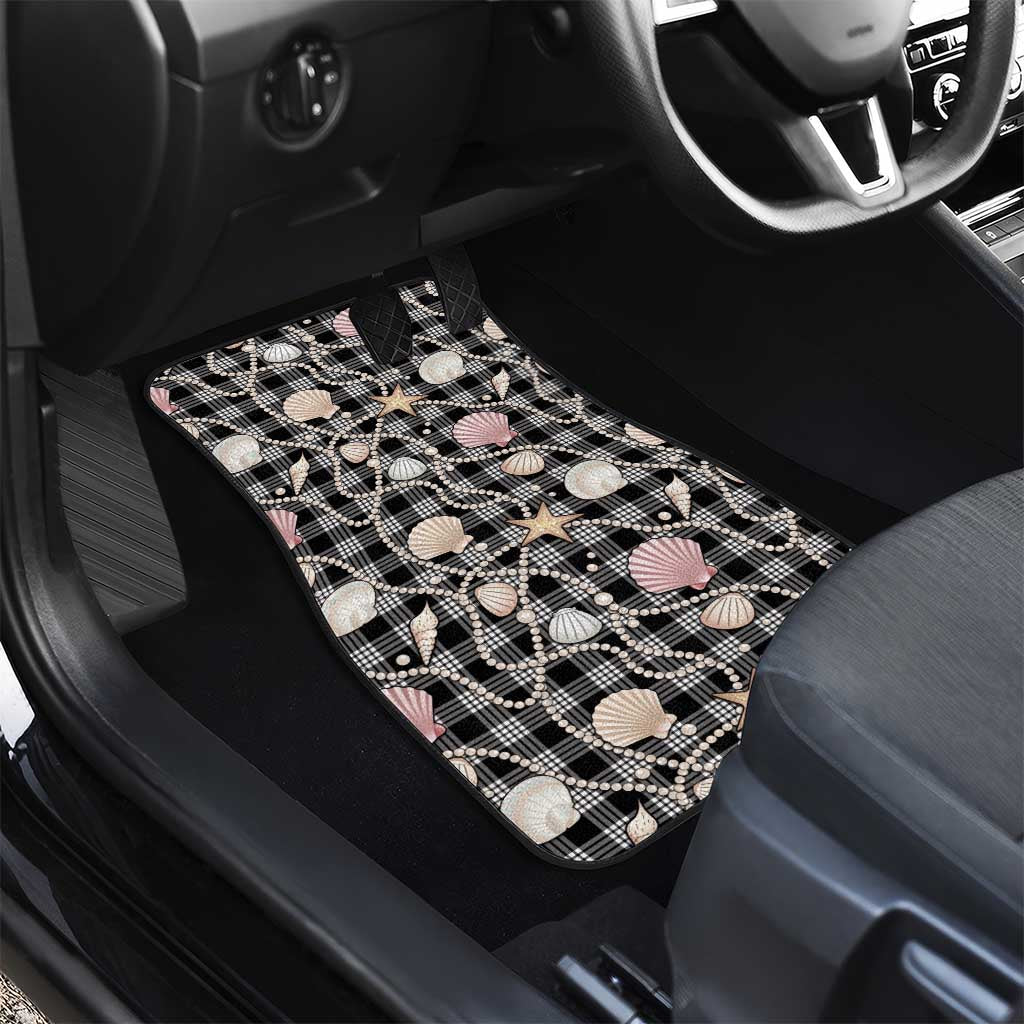 Hawaiian Ocean Seashells Car Mats Black Palaka Pattern