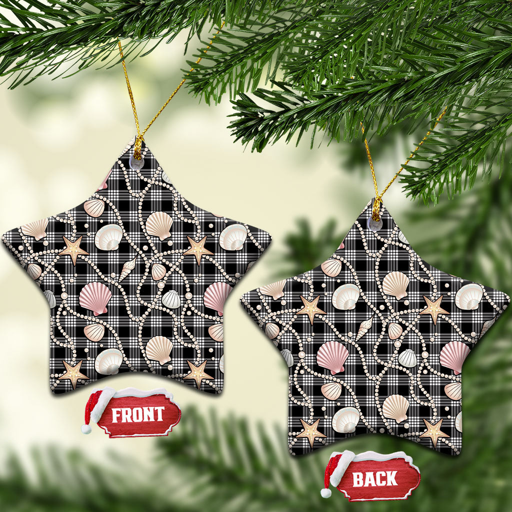Hawaiian Ocean Seashells Ceramic Ornament Black Palaka Pattern LT01 Star Black - Polynesian Pride