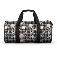 Hawaiian Ocean Seashells Duffle Bag Black Palaka Pattern