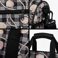 Hawaiian Ocean Seashells Duffle Bag Black Palaka Pattern