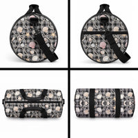 Hawaiian Ocean Seashells Duffle Bag Black Palaka Pattern