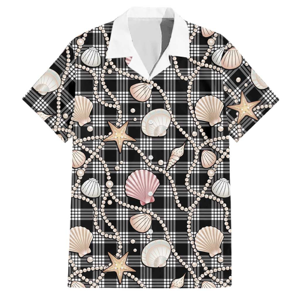 Hawaiian Ocean Seashells Family Matching Short Sleeve Bodycon Dress and Hawaiian Shirt Black Palaka Pattern LT01 Dad's Shirt - Short Sleeve Black - Polynesian Pride