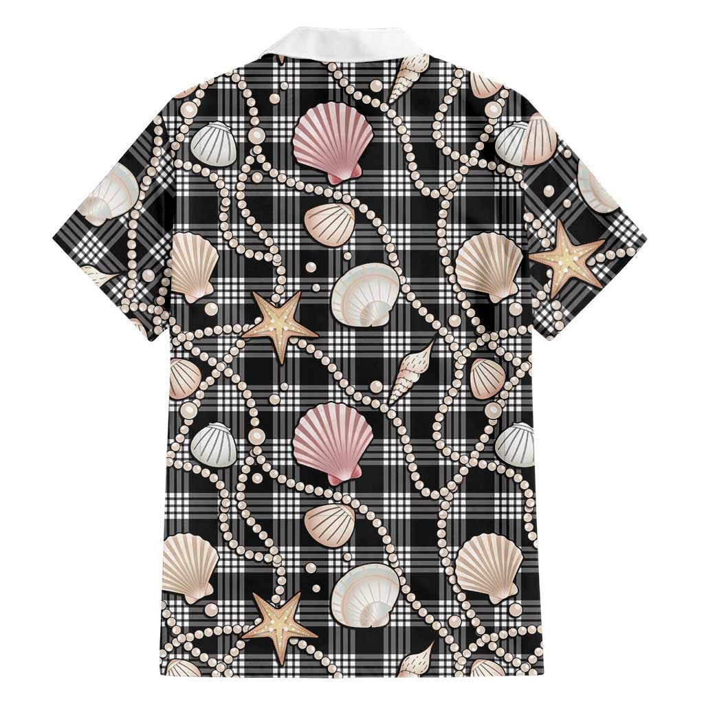Hawaiian Ocean Seashells Hawaiian Shirt Black Palaka Pattern LT01 - Polynesian Pride