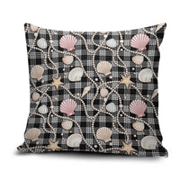 Hawaiian Ocean Seashells Pillow Cover Black Palaka Pattern LT01 Black - Polynesian Pride