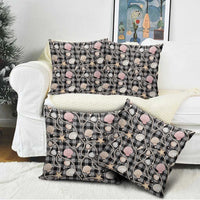 Hawaiian Ocean Seashells Pillow Cover Black Palaka Pattern LT01 - Polynesian Pride