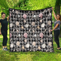 Hawaiian Ocean Seashells Quilt Black Palaka Pattern