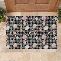Hawaiian Ocean Seashells Rubber Doormat Black Palaka Pattern