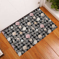 Hawaiian Ocean Seashells Rubber Doormat Black Palaka Pattern
