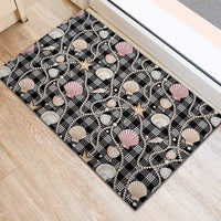 Hawaiian Ocean Seashells Rubber Doormat Black Palaka Pattern