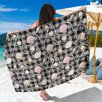 Hawaiian Ocean Seashells Sarong Black Palaka Pattern