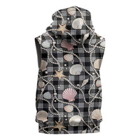 Hawaiian Ocean Seashells Sleeveless Hoodie Black Palaka Pattern
