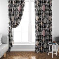 Hawaiian Ocean Seashells Window Curtain Black Palaka Pattern