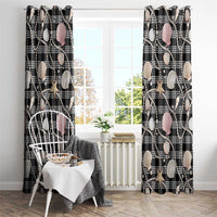 Hawaiian Ocean Seashells Window Curtain Black Palaka Pattern