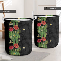 Hawaiian Hibiscus Plumeria Laundry Basket Tropical Leaves