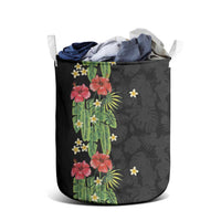 Hawaiian Hibiscus Plumeria Laundry Basket Tropical Leaves
