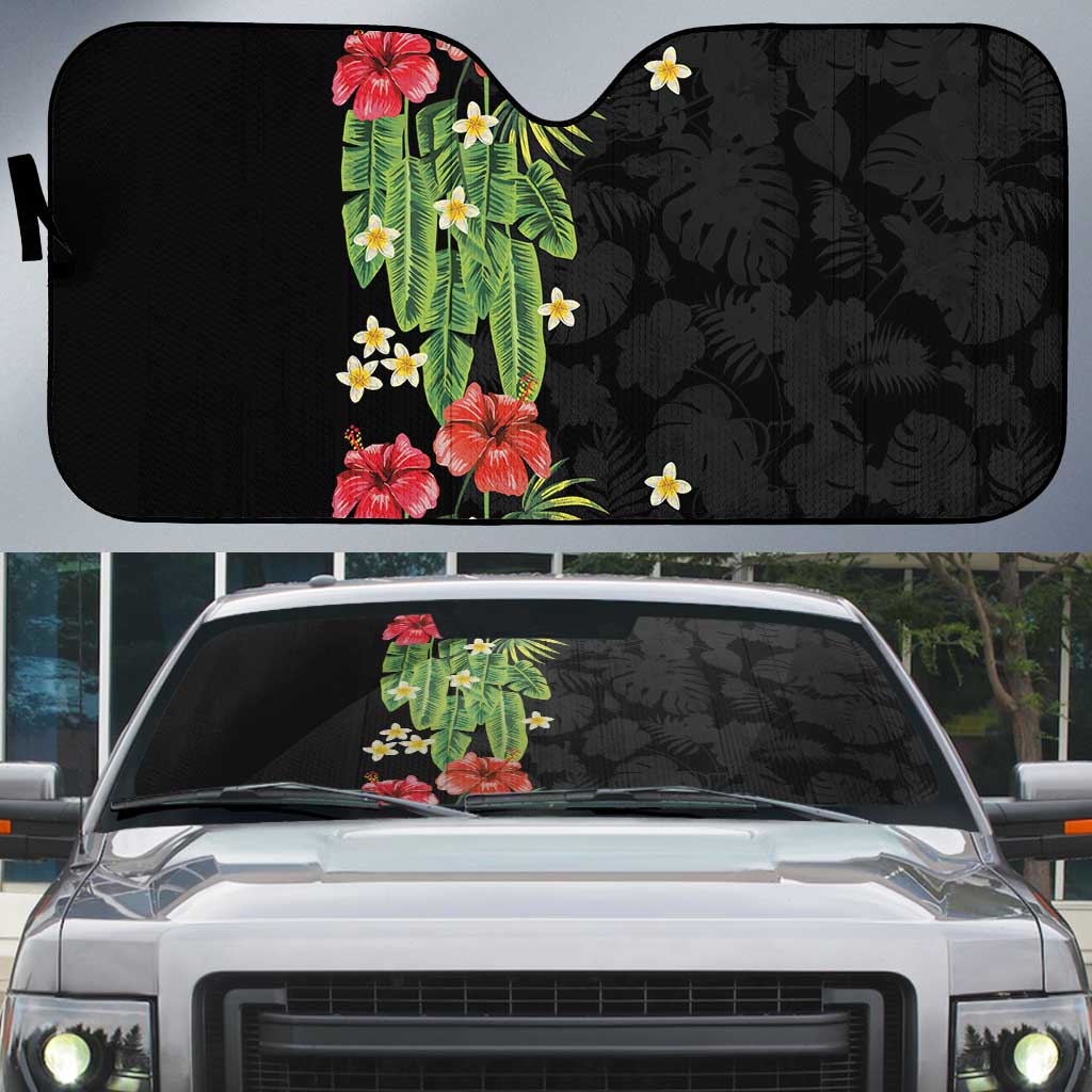Hawaiian Hibiscus Plumeria Auto Sun Shade Tropical Leaves