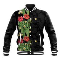 Hawaiian Hibiscus Plumeria Baseball Jacket Tropical Leaves