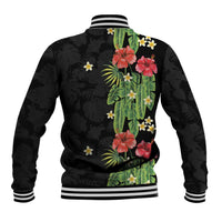 Hawaiian Hibiscus Plumeria Baseball Jacket Tropical Leaves