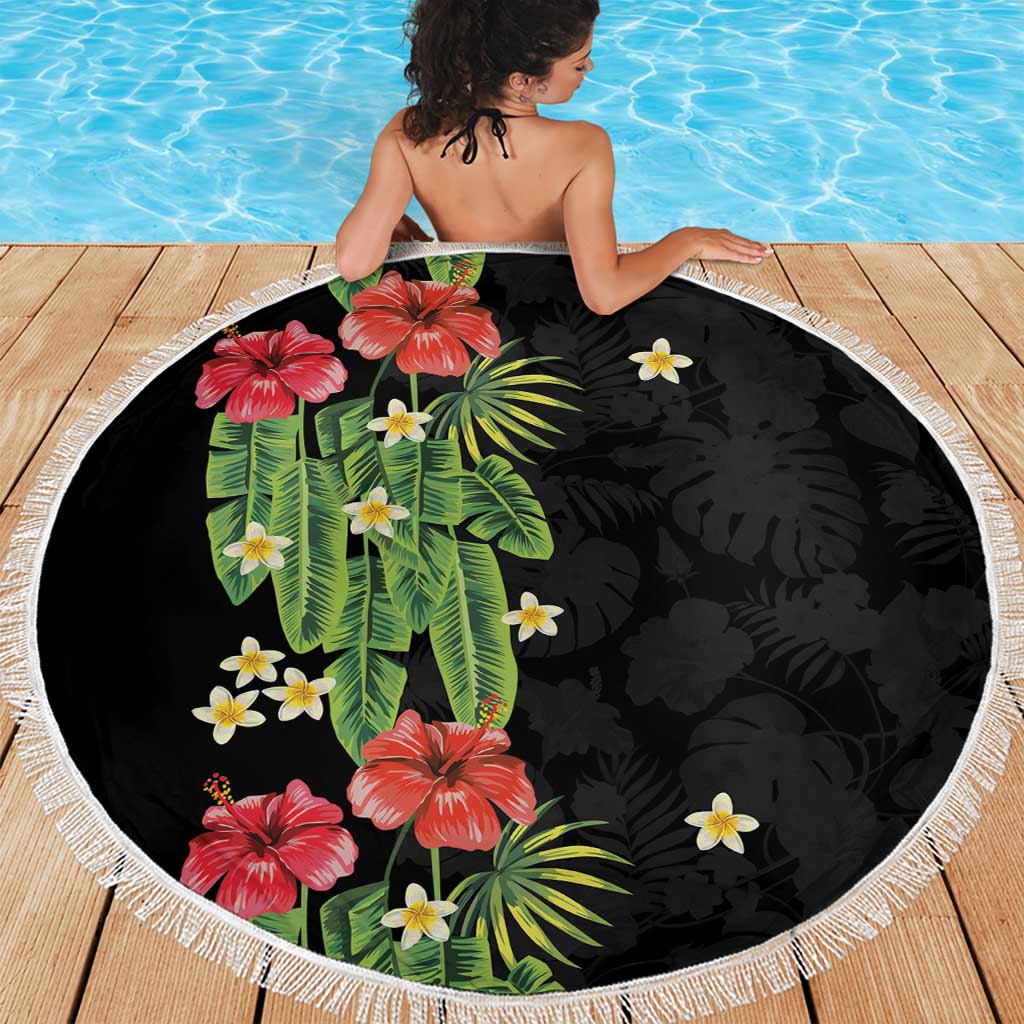 Hawaiian Hibiscus Plumeria Beach Blanket Tropical Leaves