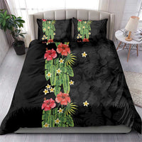Hawaiian Hibiscus Plumeria Bedding Set Tropical Leaves