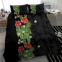 Hawaiian Hibiscus Plumeria Bedding Set Tropical Leaves