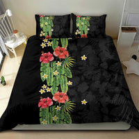 Hawaiian Hibiscus Plumeria Bedding Set Tropical Leaves