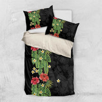 Hawaiian Hibiscus Plumeria Bedding Set Tropical Leaves