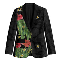 Hawaiian Hibiscus Plumeria Blazer Tropical Leaves
