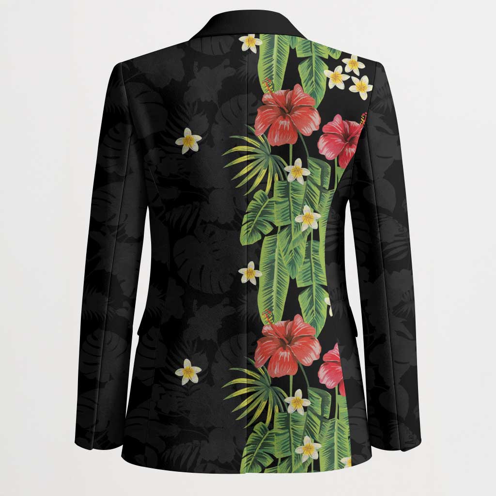 Hawaiian Hibiscus Plumeria Blazer Tropical Leaves