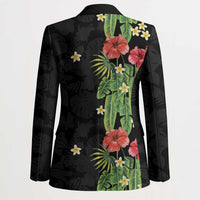 Hawaiian Hibiscus Plumeria Blazer Tropical Leaves