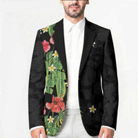 Hawaiian Hibiscus Plumeria Blazer Tropical Leaves