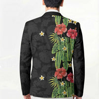 Hawaiian Hibiscus Plumeria Blazer Tropical Leaves
