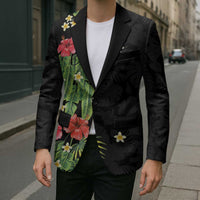 Hawaiian Hibiscus Plumeria Blazer Tropical Leaves