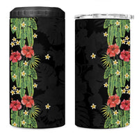 Hawaiian Hibiscus Plumeria 4 in 1 Can Cooler Tumbler Tropical Leaves