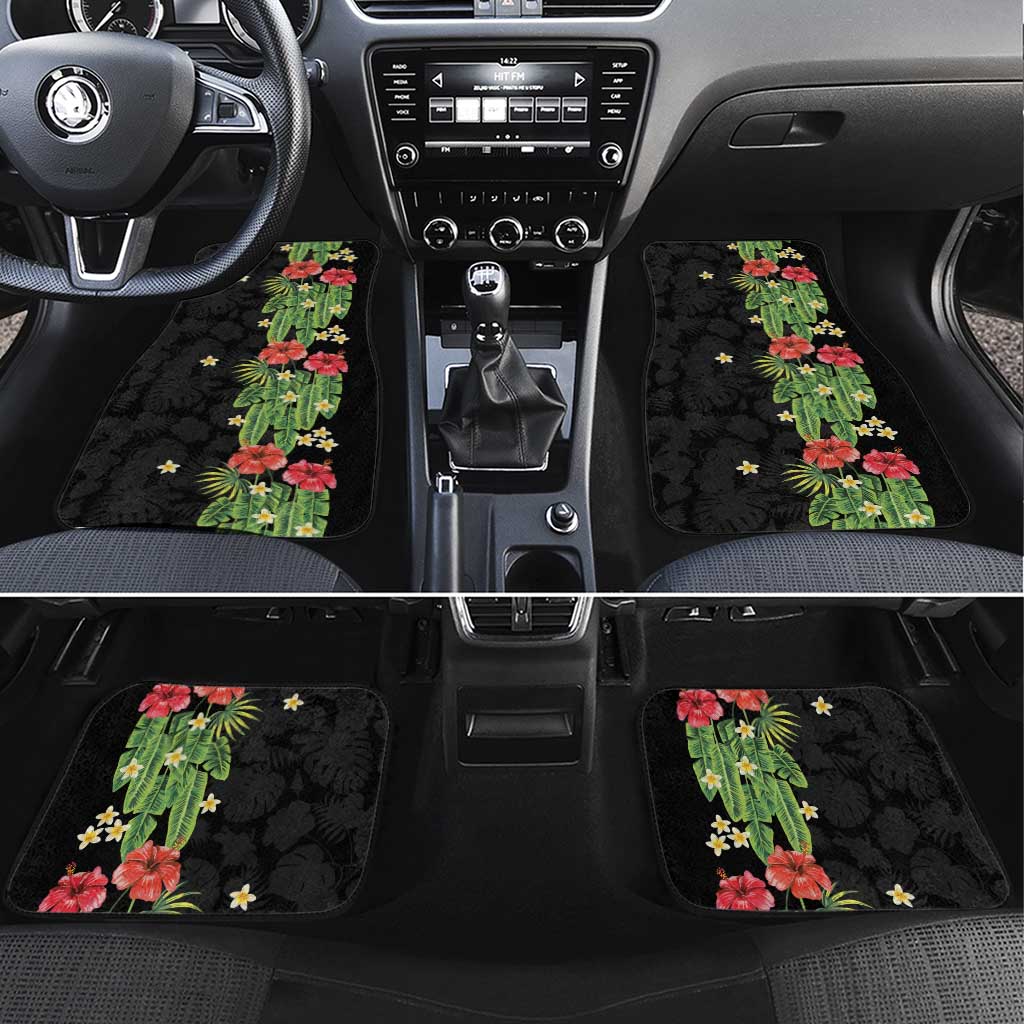 Hawaiian Hibiscus Plumeria Car Mats Tropical Leaves
