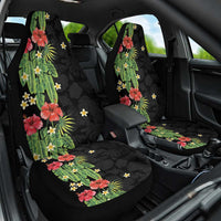 Hawaiian Hibiscus Plumeria Car Seat Cover Tropical Leaves LT01 One Size Black - Polynesian Pride