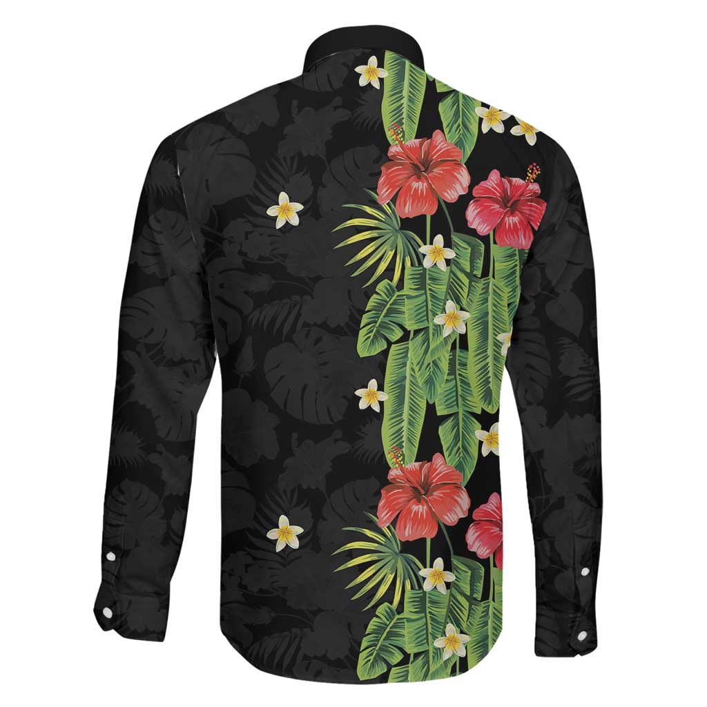 Hawaiian Hibiscus Plumeria Family Matching Off Shoulder Short Dress and Hawaiian Shirt Tropical Leaves LT01 - Polynesian Pride
