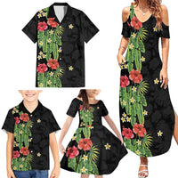 Hawaiian Hibiscus Plumeria Family Matching Summer Maxi Dress and Hawaiian Shirt Tropical Leaves LT01 - Polynesian Pride
