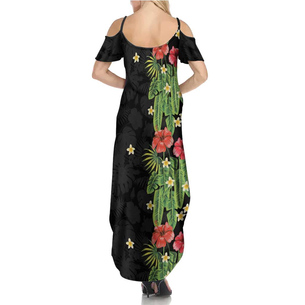 Hawaiian Hibiscus Plumeria Family Matching Summer Maxi Dress and Hawaiian Shirt Tropical Leaves LT01 - Polynesian Pride
