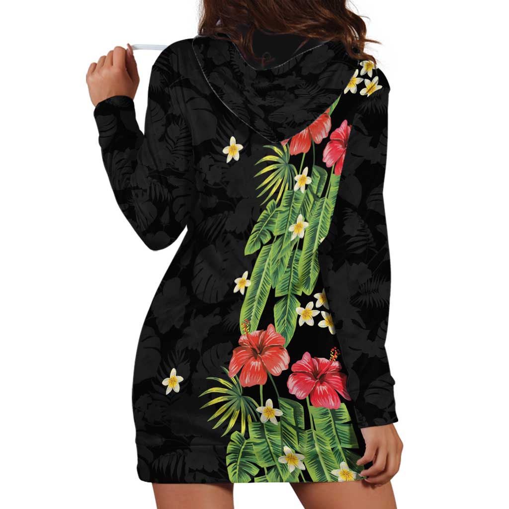 Hawaiian Hibiscus Plumeria Hoodie Dress Tropical Leaves LT01 - Polynesian Pride