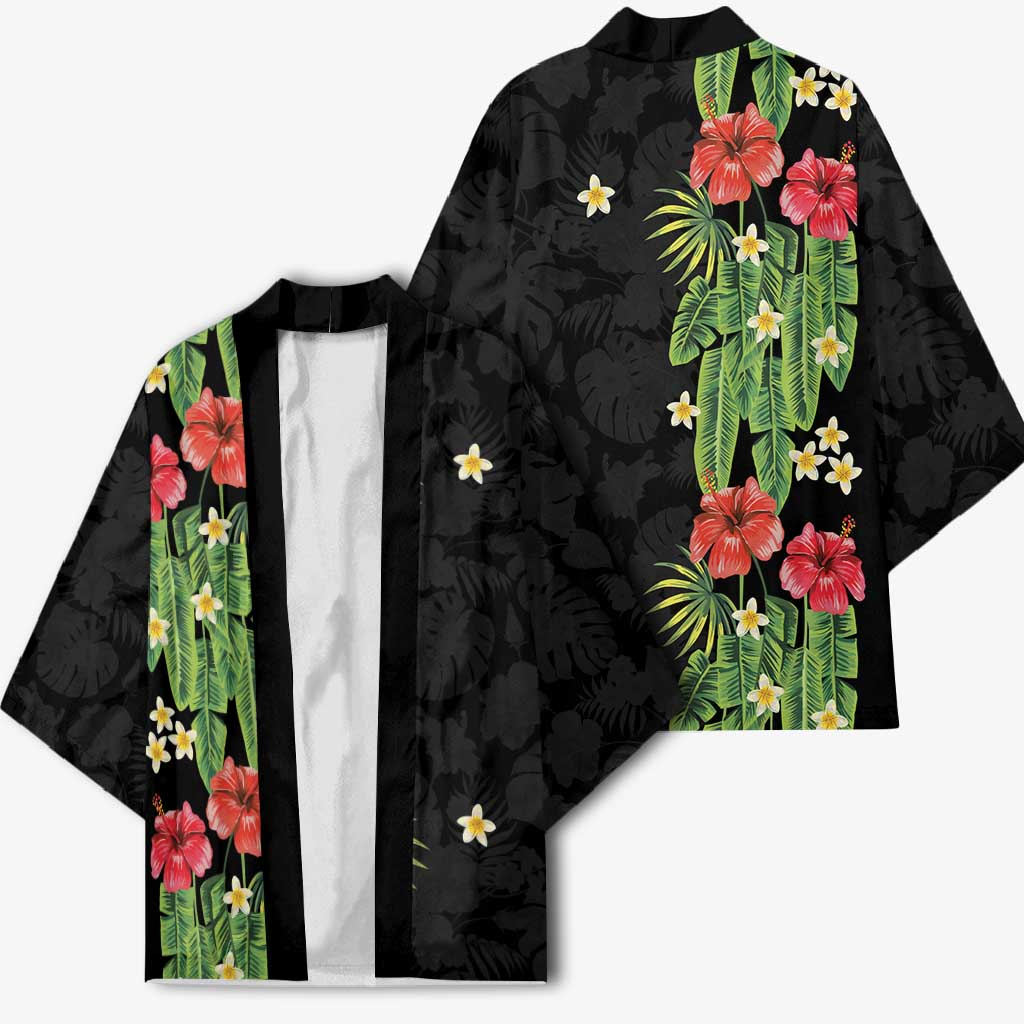 Hawaiian Hibiscus Plumeria Kimono Tropical Leaves